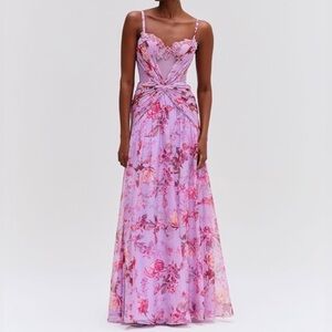 Jardinvue Lace Splicing Knotted Maxi Dress